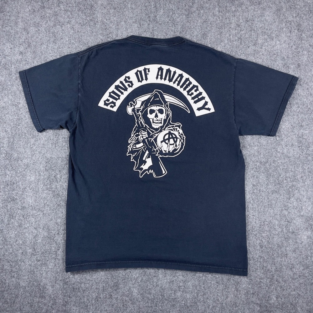 Vtg Sons of Anarchy T-Shirt Mens L Navy Black Graphic Reaper Tee